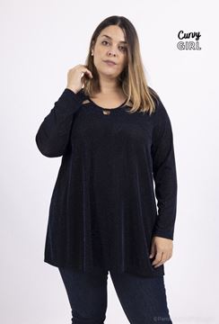 Immagine di CURVY GIRL TOP WITH GOLD SEQUINS AND OPEN COLLAR WORK